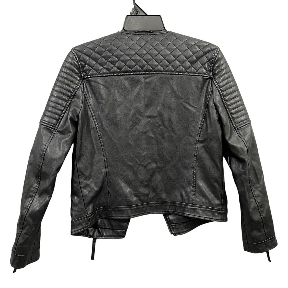 Top Shop Quilted Faux Leather Moto Jacket in Black Women's Size 2 - Picture 2 of 6